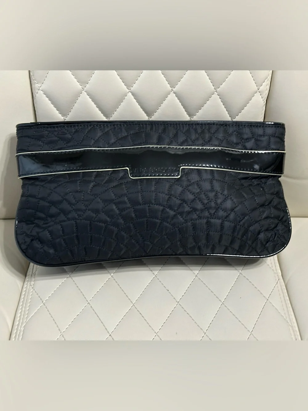Vera Bradley Quilted Clutch Black Patent Leather trim Purse tote
